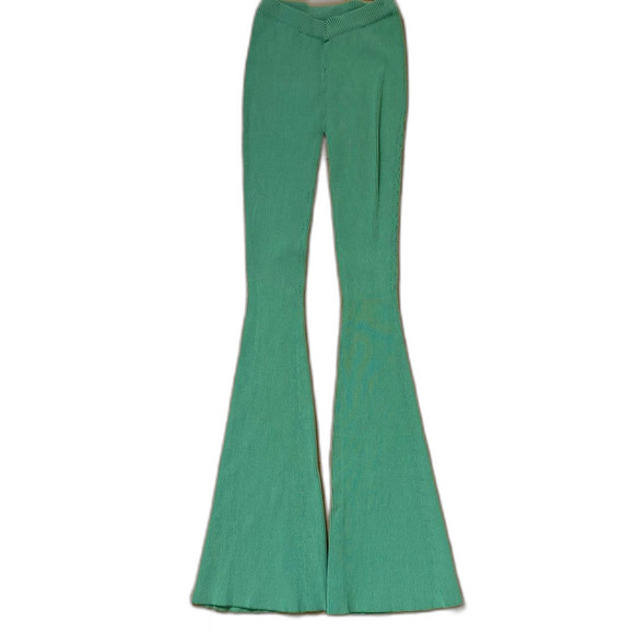 SER.O.YA Lux Ribbed High Rise V Waist Flare Pants in Green XS NWOT - Picture 5 of 14